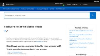 
                            4. Password Reset Via Mobile Phone - PlayStation Support