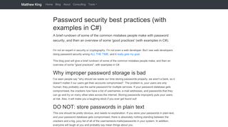 
                            2. Password security best practices (with examples in C#) - Matthew King