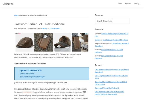 
                            5. Password Terbaru ZTE F609 Indihome « Jaranguda.com