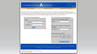 
                            2. Password - UT Arlington NetID Self Service