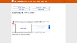 
                            4. Password ZTE F609 Indihome - KuotaMedia.com