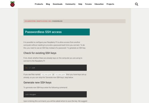 
                            1. Passwordless SSH access - Raspberry Pi Documentation