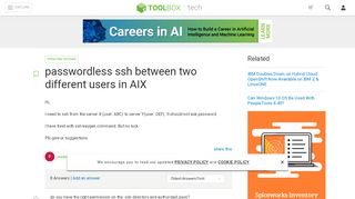 
                            2. passwordless ssh between two different users in AIX - IT Toolbox