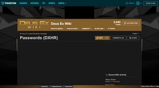 
                            3. Passwords (DXHR) | Deus Ex Wiki | FANDOM powered by Wikia