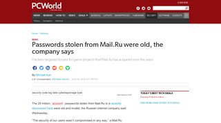 
                            13. Passwords stolen from Mail.Ru were old, the company says ...