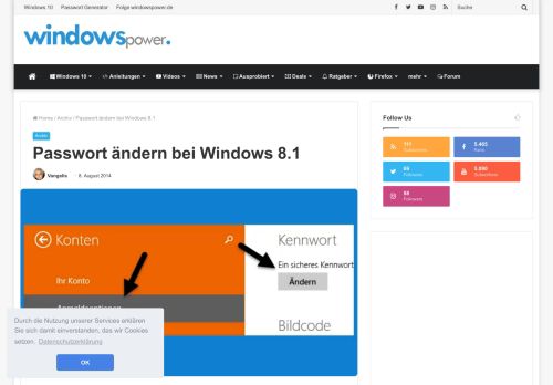 
                            6. Passwort ändern bei Windows 8.1 - Windowspower.de