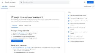 
                            2. Passwort ändern oder zurücksetzen - Computer - Google-Konto-Hilfe