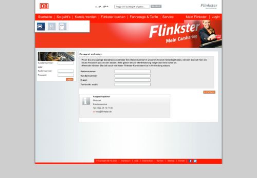 
                            11. Passwort anfordern - Flinkster - Mein Carsharing
