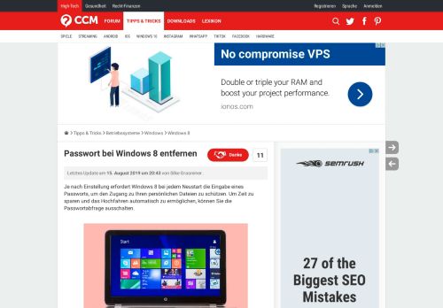
                            10. Passwort bei Windows 8 entfernen - CCM