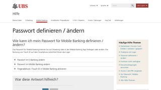 
                            1. Passwort definieren / ändern | UBS Schweiz