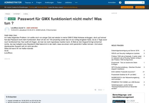 
                            7. Passwort für GMX funktioniert nicht mehr Was tun - Administrator