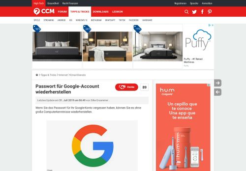 
                            9. Passwort für Google-Account wiederherstellen - CCM