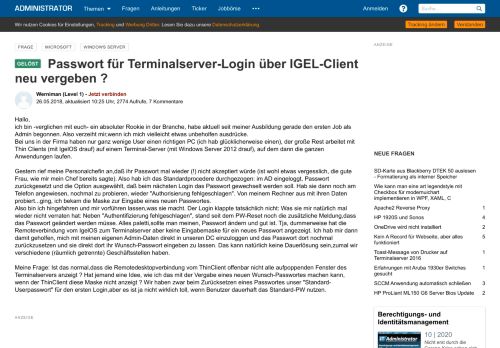 
                            8. Passwort für Terminalserver Login über IGEL Client neu vergeben ...