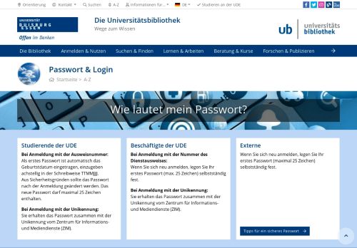 
                            3. Passwort und Login - an der Universität Duisburg-Essen