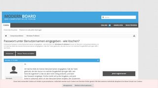 
                            6. Passwort unter Benutzernamen eingegeben - wie löschen? - Das ...