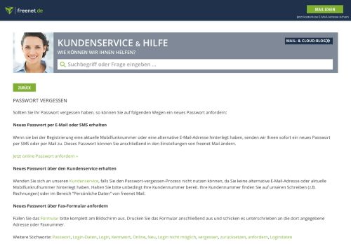 
                            9. Passwort vergessen - Kundenservice & Hilfe – freenet Hilfe ...