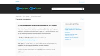 
                            6. Passwort vergessen – Kundenservice - support - RealPlayer