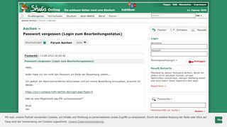 
                            2. Passwort vergessen (Login zum Bearbeitungsstatus) - Forum - Studis ...