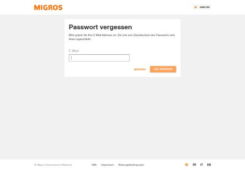 
                            3. Passwort vergessen - Migros Login