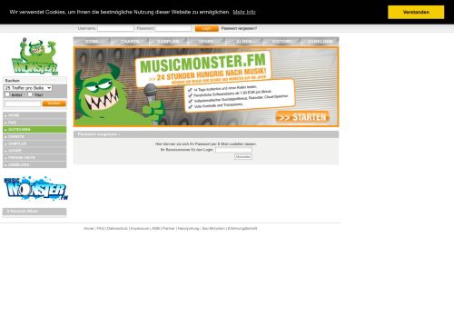 
                            3. Passwort vergessen? - MusicMonster.FM - 24Stunden hungrig nach ...