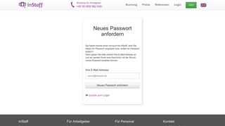 
                            7. Passwort vergessen? Neues Password anfordern - InStaff