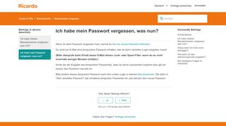 
                            12. Passwort vergessen – ricardo.ch Hilfe