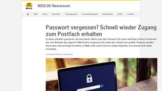 
                            2. Passwort vergessen? Schnell wieder Zugang ... - WEB.DE Newsroom