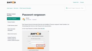 
                            2. Passwort vergessen – Zattoo Support