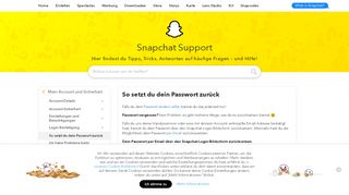 
                            1. Passwort zurücksetzen - Snapchat Support