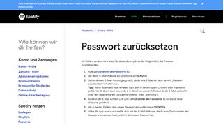 
                            8. Passwort zurücksetzen - Spotify