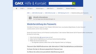
                            4. Passwort zurücksetzen, weil es vergessen wurde - GMX Hilfe