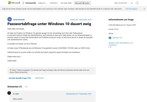 
                            2. Passwortabfrage unter Windows 10 dauert ewig - Microsoft Community