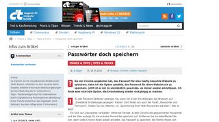 
                            12. Passwörter doch speichern | c't Magazin - Heise