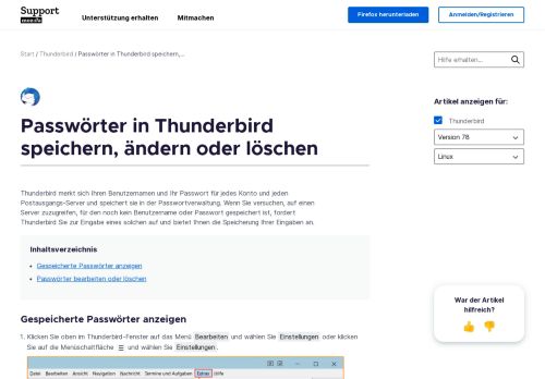 
                            4. Passwörter in Thunderbird speichern, ändern oder löschen | Hilfe zu ...