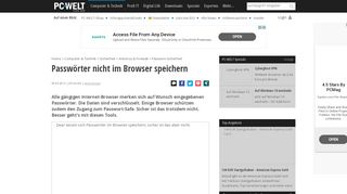 
                            13. Passwörter nicht im Browser speichern - PC-WELT