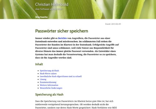 
                            11. Passwörter sicher speichern - Christian Helmbold