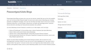 
                            8. Passwortgeschützte Blogs – Hilfezentrum - Tumblr