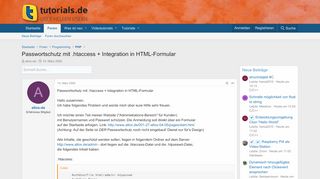 
                            12. Passwortschutz mit .htaccess + Integration in HTML-Formular ...