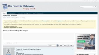 Paswort für Weseite mit Magix Web Designer - homepage-forum.de ...