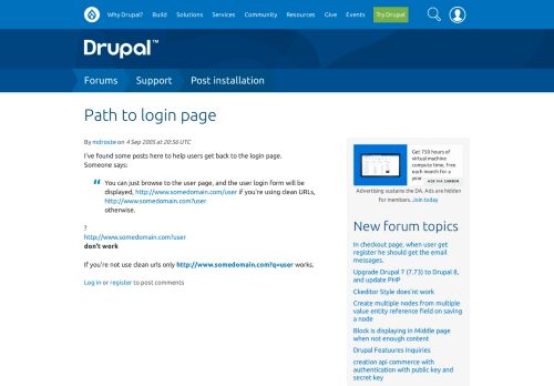 
                            1. Path to login page | Drupal.org