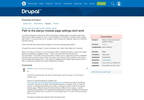 
                            6. Path to the planyo module page settings dont work [#1198076] - Drupal