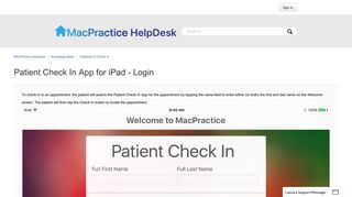
                            11. Patient Check In App for iPad - Login – MacPractice HelpDesk