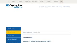
                            7. Patient Portal | Crystal Run Healthcare