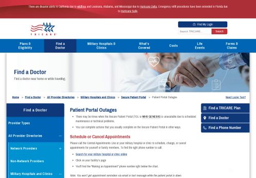 
                            6. Patient Portal Outages | TRICARE