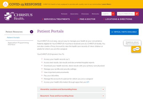 
                            12. Patient Portals - CHRISTUS Health