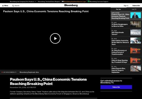 
                            9. Paulson Says U.S., China Economic Tensions Reaching Breaking ...