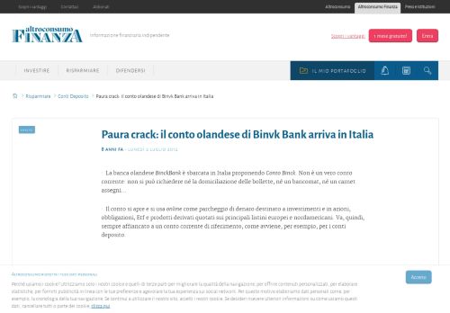 
                            13. Paura crack: il conto olandese di Binvk Bank arriva in Italia