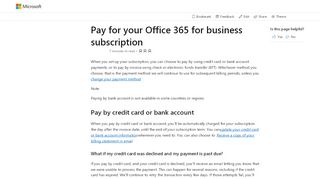 
                            1. Pay for your Office 365 for business subscription | Microsoft Docs