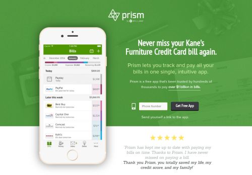 
                            9. Pay Kane's Furniture Credit Card with Prism • Prism - Prism Bills