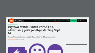 
                            10. Pay now or kiss Twitch Prime's no-advertising perk goodbye starting ...